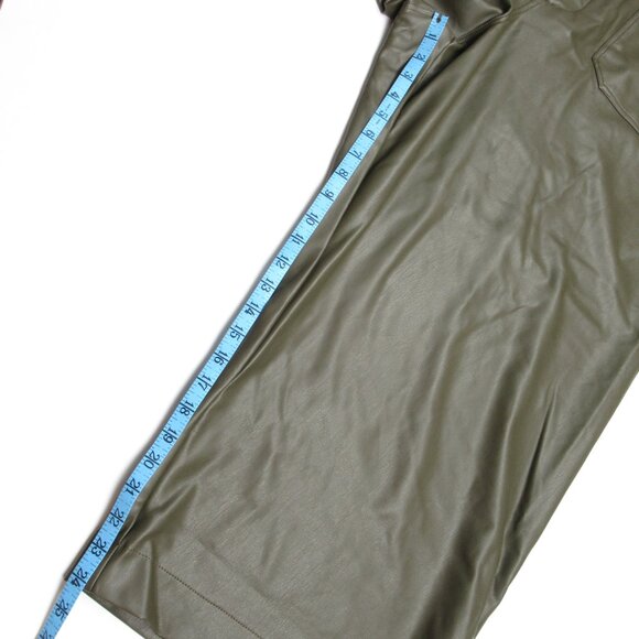 Anthropologie Maeve The Colette Cropped Wide-Leg Faux Leather Pants Moss 26W - Picture 9 of 11